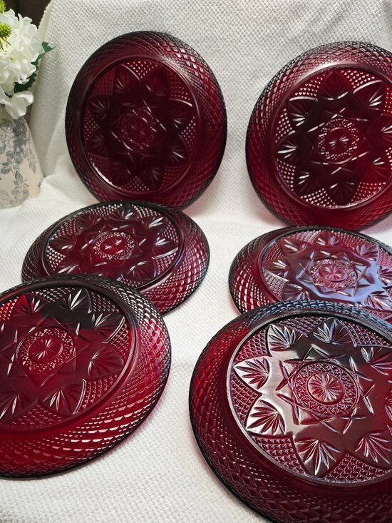 Ruby Red France Cristal d'Arques Durand Other - Cristal d'Arques Durand glass Ruby Red 10" dinner plate
